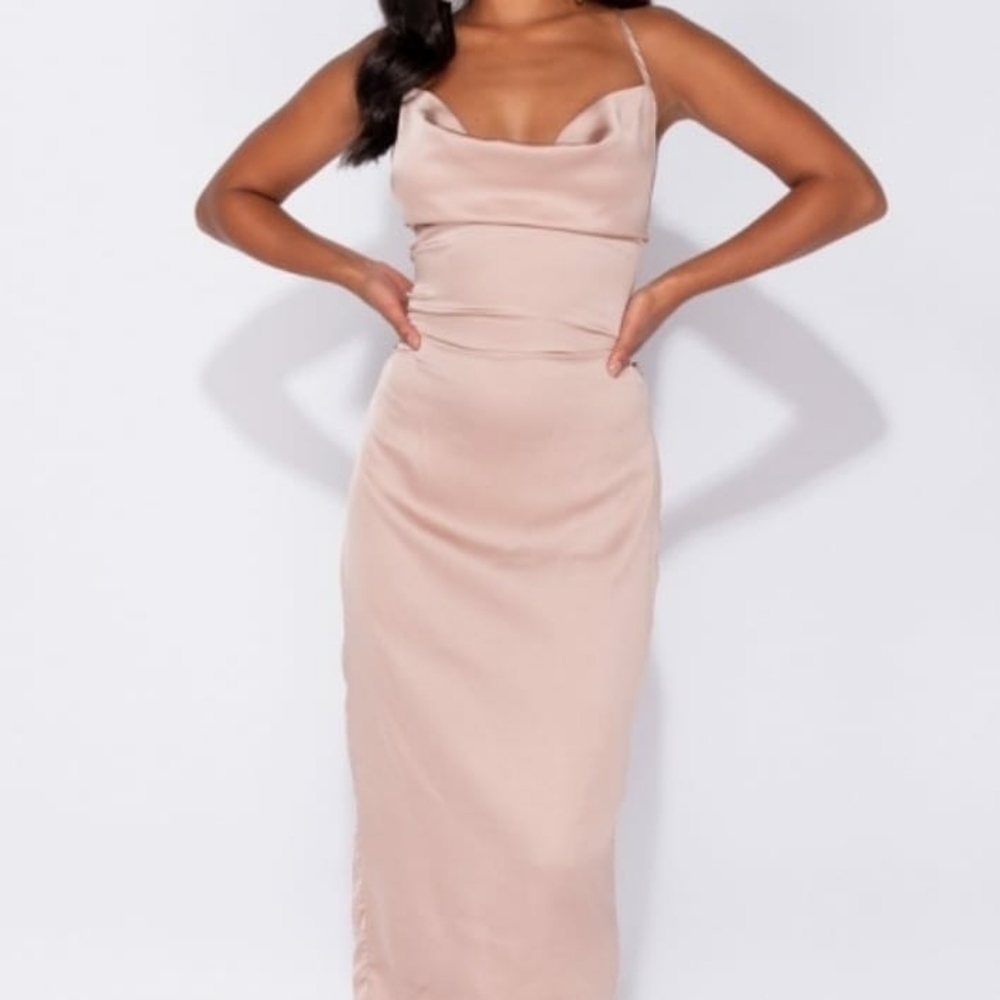 Cowl neck midi dress